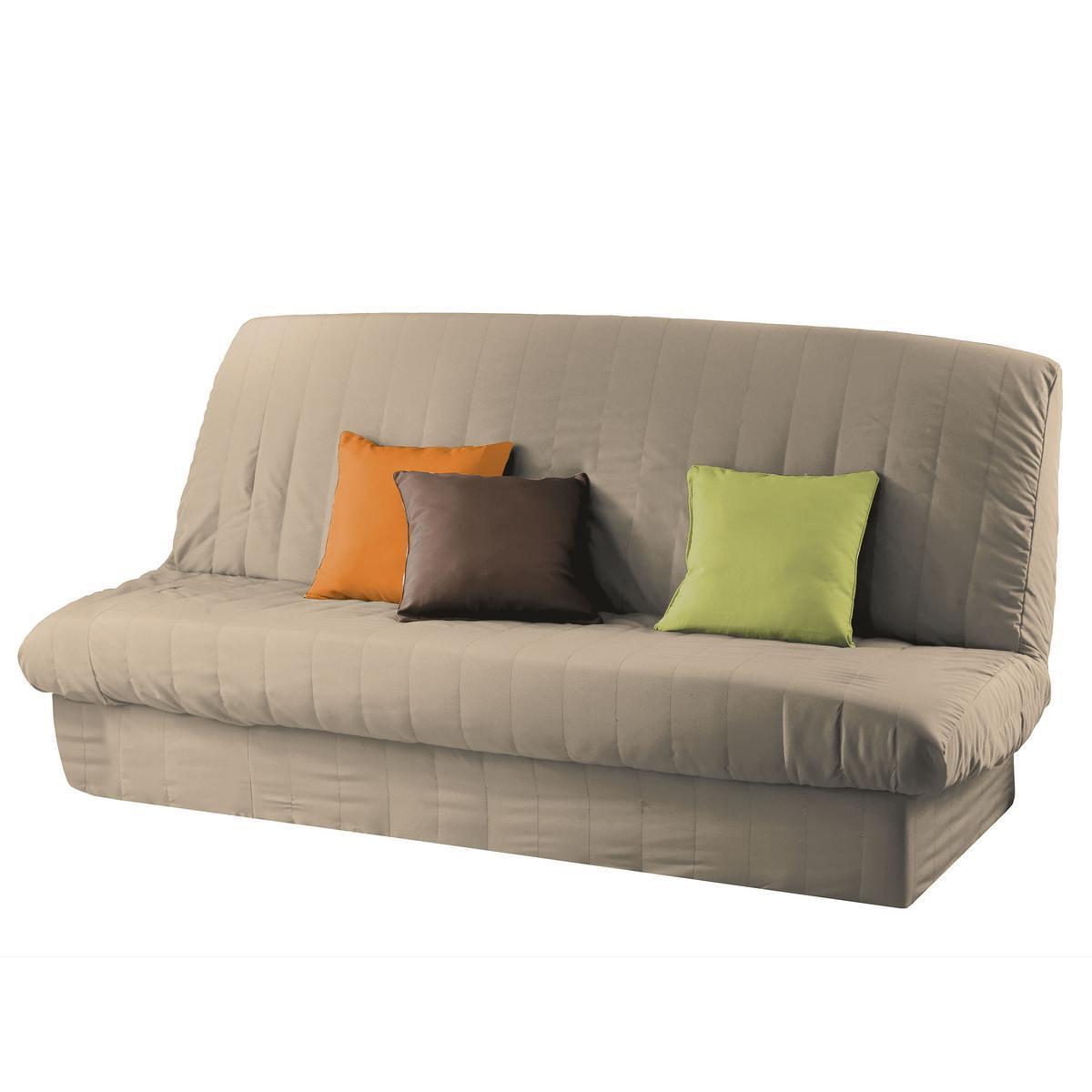 Housse de clic-clac matelassée - 120 à 140 cm x 185 à 200 cm - Beige lin