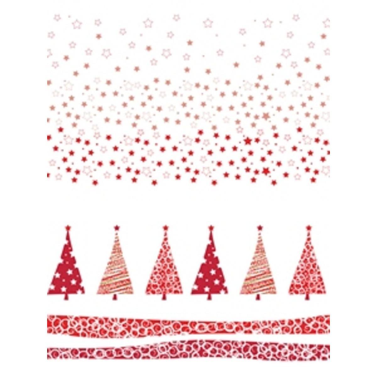 Nappe en rouleau papier damassée 6 x 1.18 m sapin Noël rouge