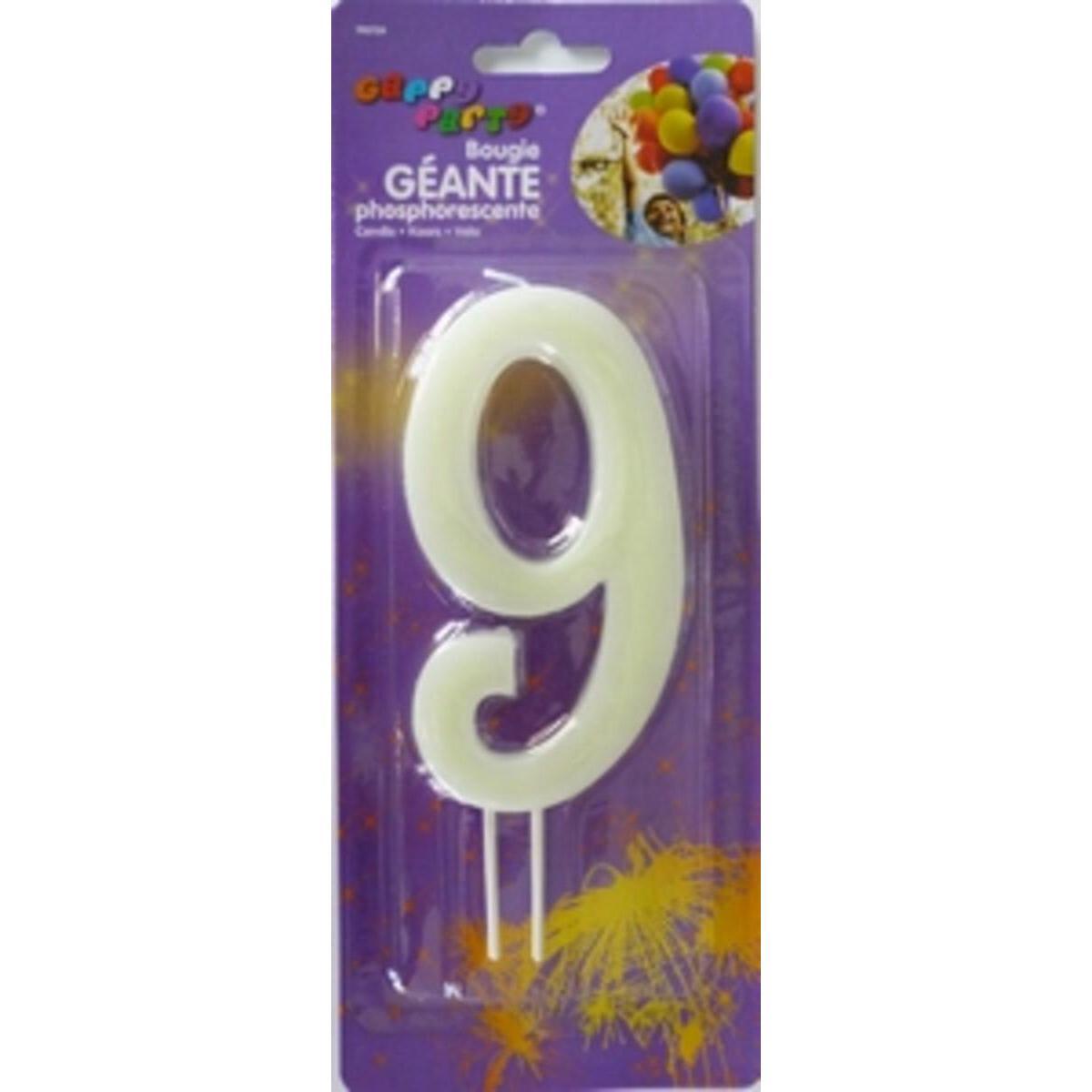 Bougie geante phosphorescente chiffre 9 x 1 pièce Gappy party