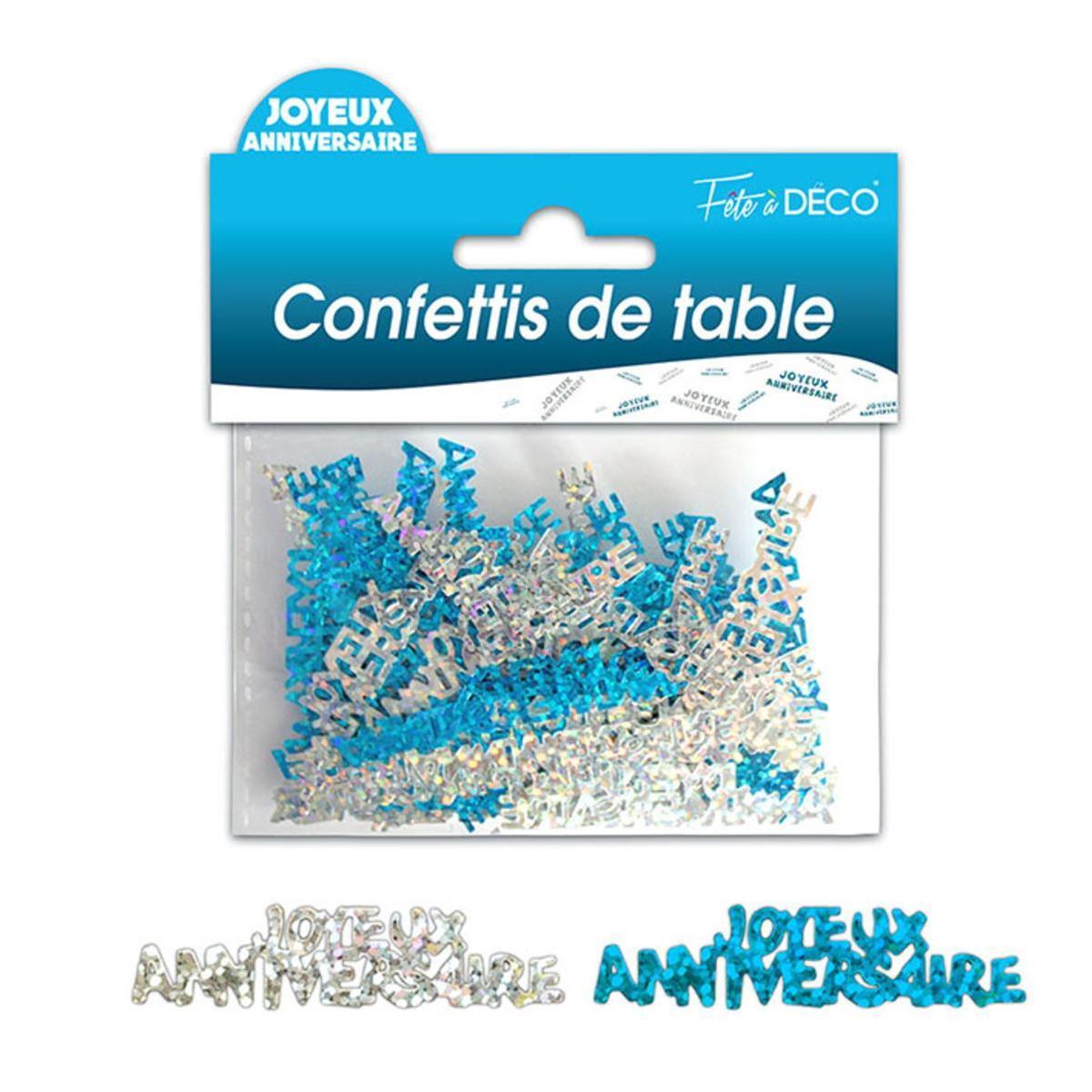 Confettis de table Joyeux anniversaire  hologramme - Bleu