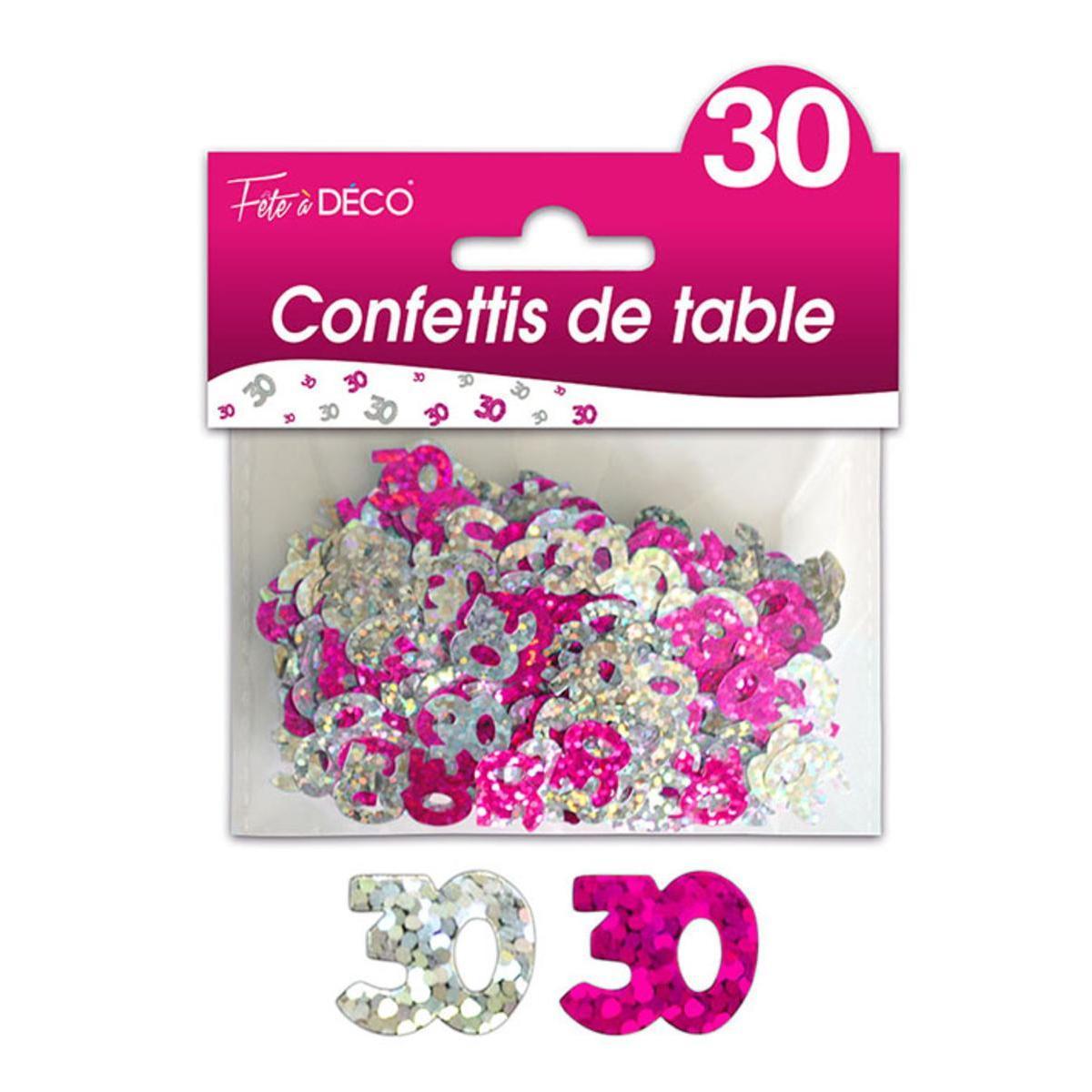 Confettis de table 30 ans hologramme - Rose