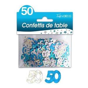 Confettis de table 50 ans hologramme - Bleu