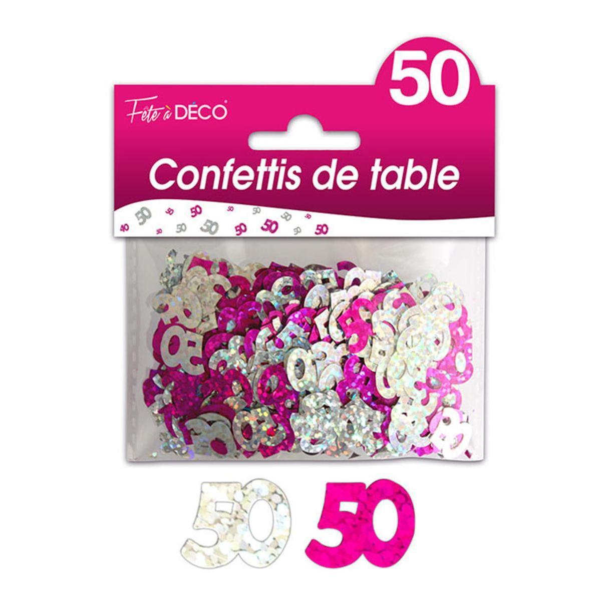 Confettis de table 50 ans hologramme - Rose