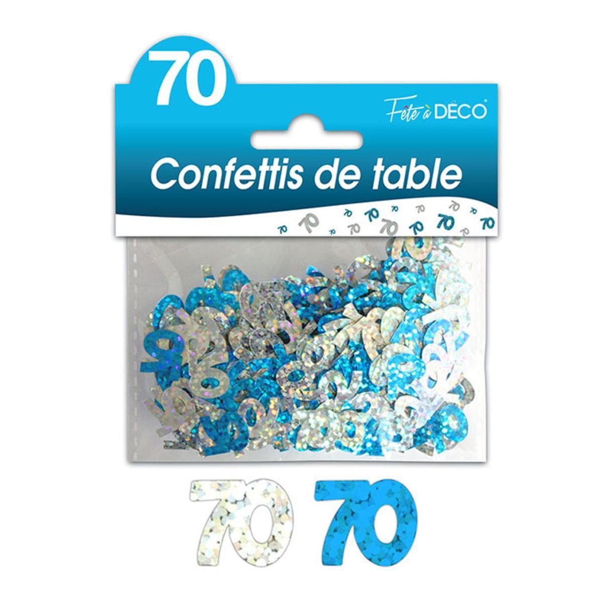 Confettis de table 70 ans hologramme - Bleu