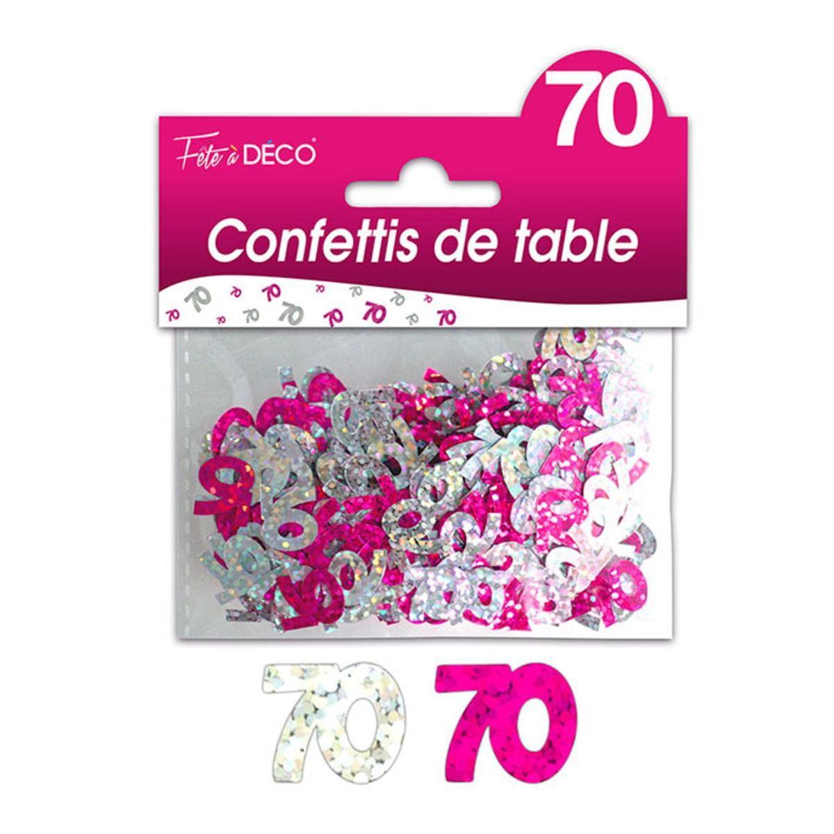 Confettis de table 70 ans hologramme - Rose