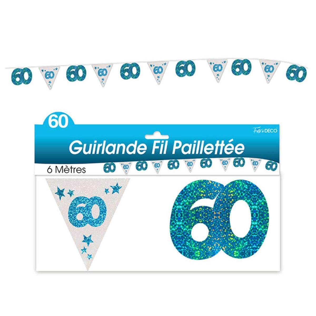 Guirlande Fil 60 ans hologramme - Bleu