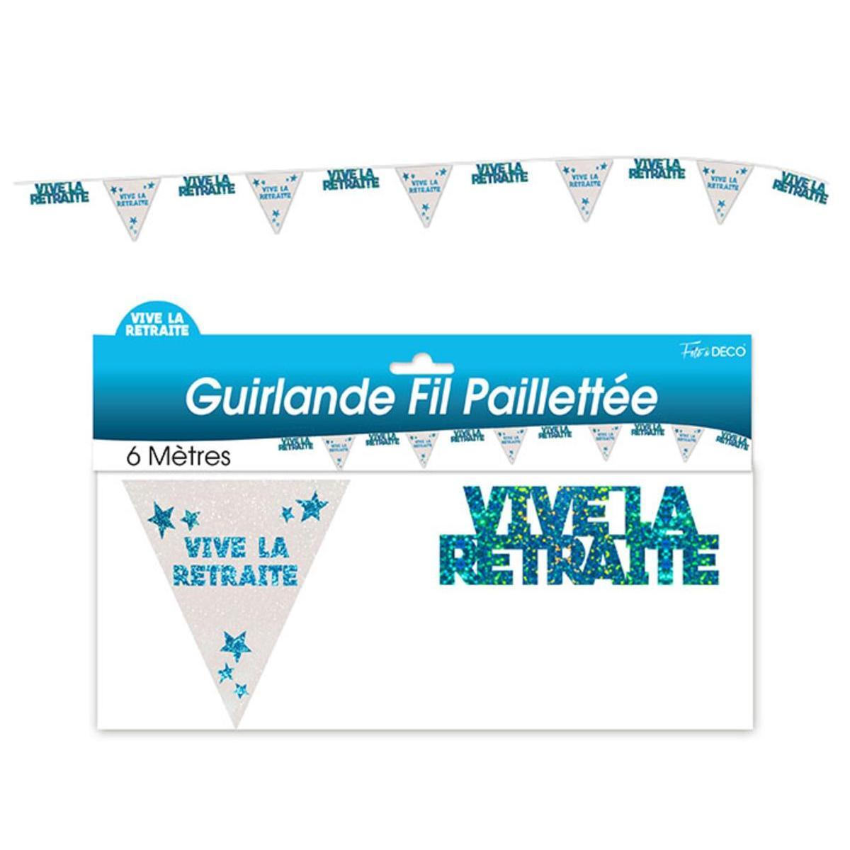 Guirlande Fil Vive la retraite hologramme - Bleu