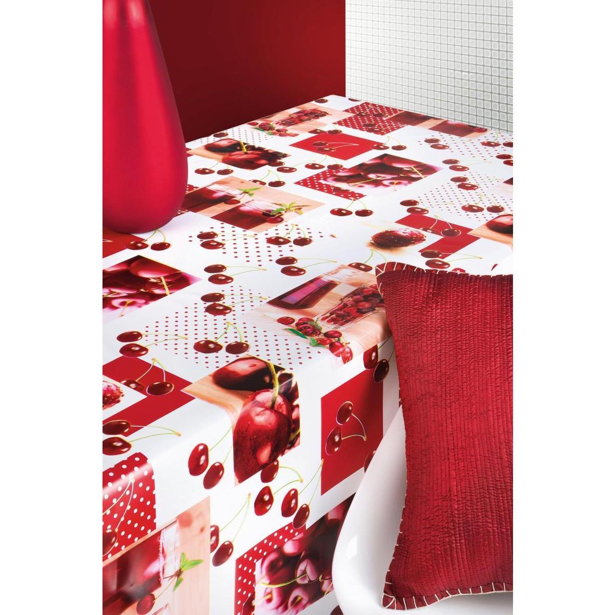 Nappe rectangulaire en toile cirée Griottes - l 240 cm