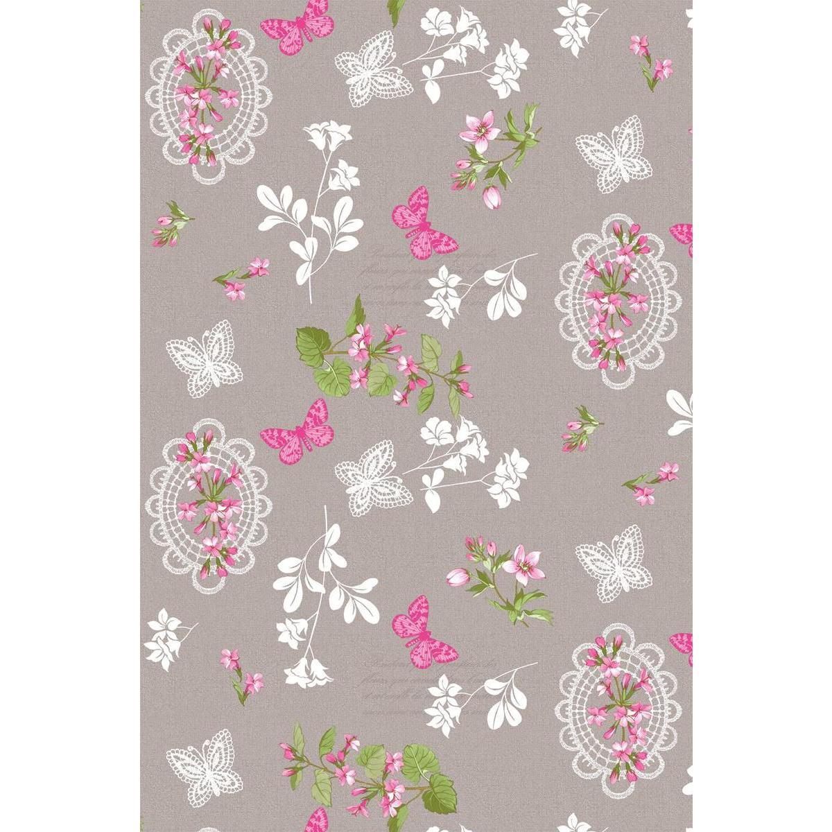 Nappe rectangulaire en toile cirée Papillons - l 240 cm