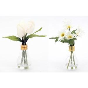 Ampoule avec tulipes ou marguerites - H 20 cm