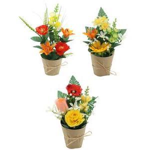Composition florale en pot kraft - H 31 cm - Différents modèles