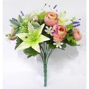 Bouquet de renoncules et lys - H 40 cm - Différents coloris