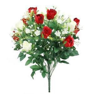 Bouquet de boutons de roses et gypsophiles - H 60 cm