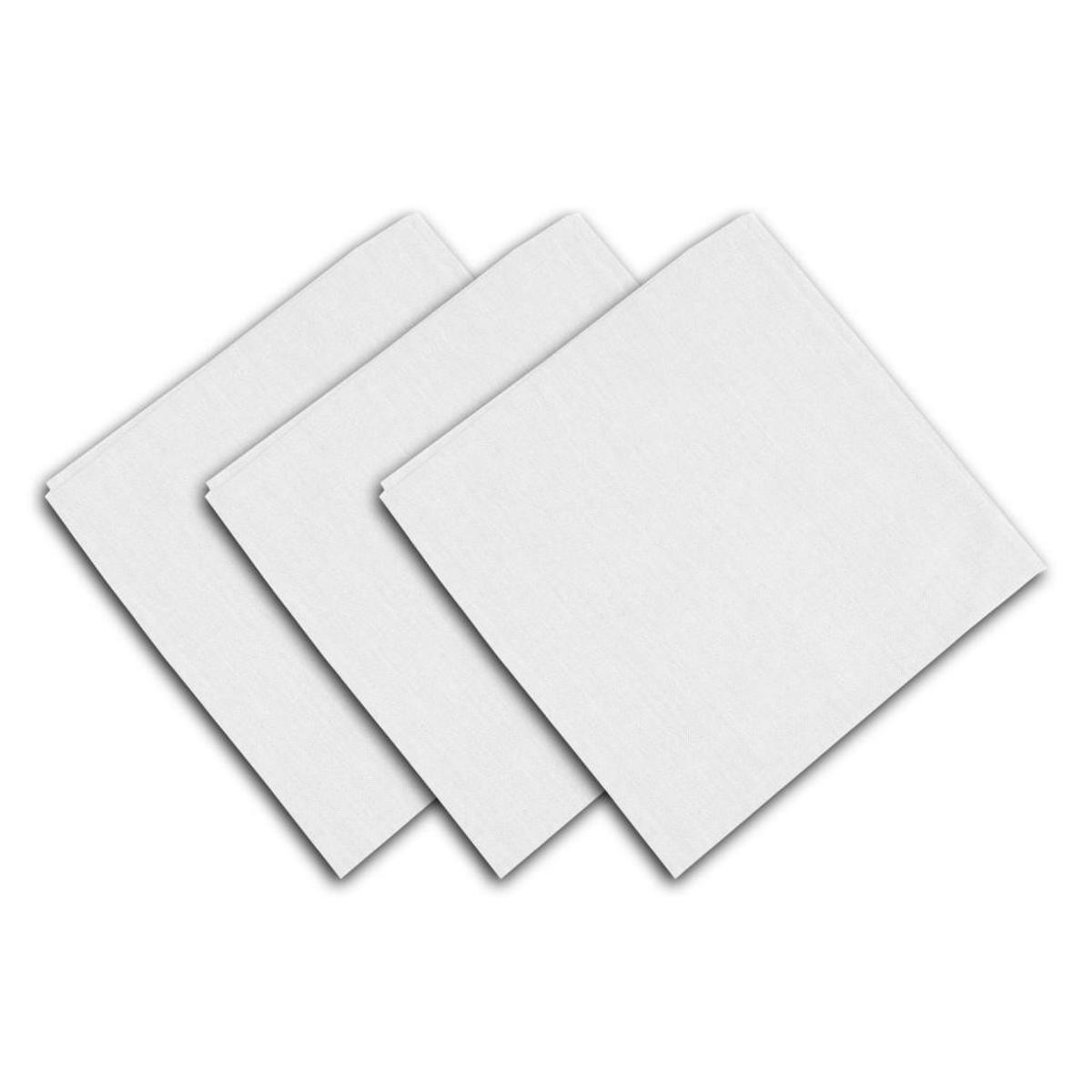 Lot de 3 serviettes en coton - 45 x 45 cm - Panama blanc