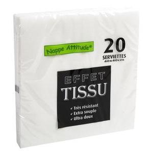 20 serviettes effet tissu - Blanc