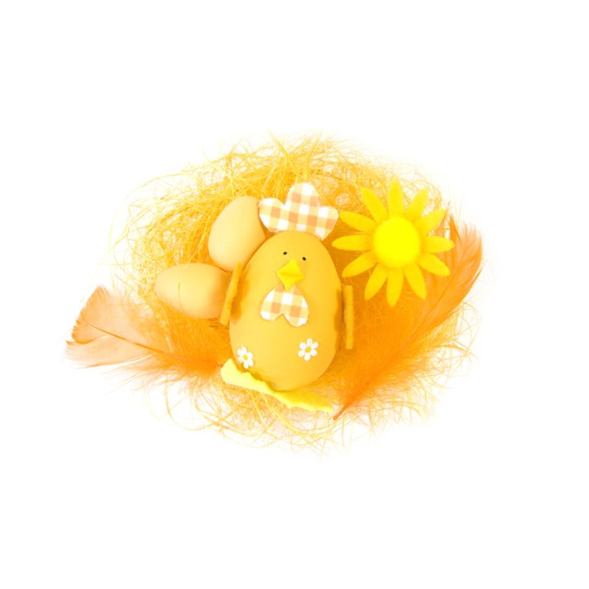 Déco Pâques œuf poule fleur - Orange