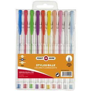 10 stylos billes fluorescents