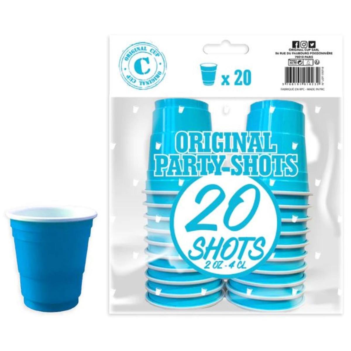 20 shooters jetables - 4 cl - Bleu turquoise