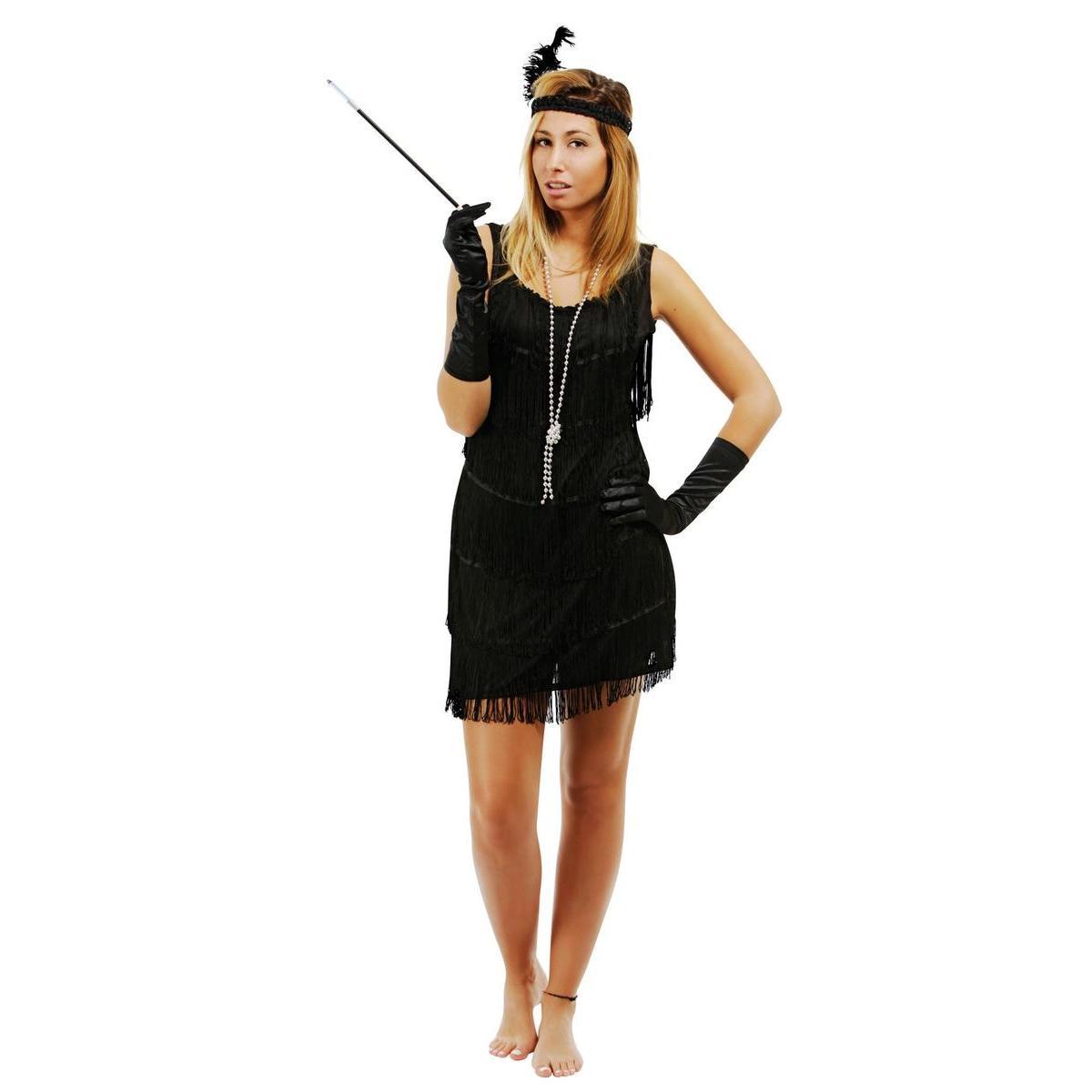 Costume robe Charleston - Taille adulte  - L 48 x H 3 x l 44 cm - Noir - PTIT CLOWN