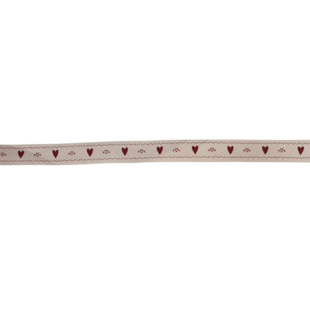 Ruban coton cœur rouge 1,5 cm x 2 m