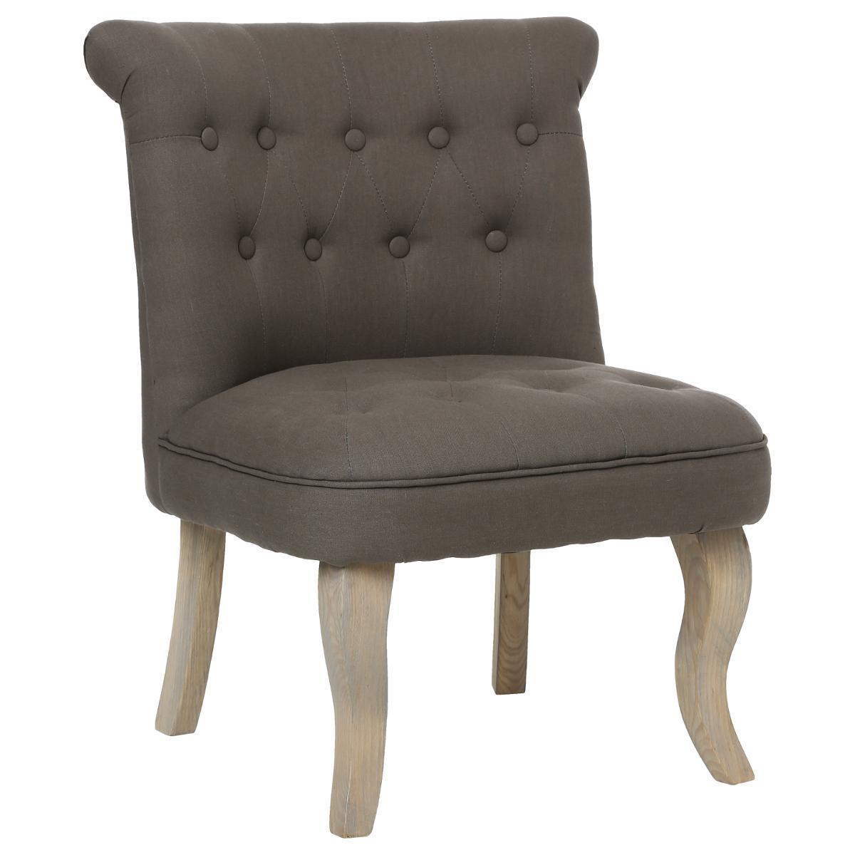 Fauteuil effet lin Calixte - 56 x 61 x H 73 cm - Marron taupe