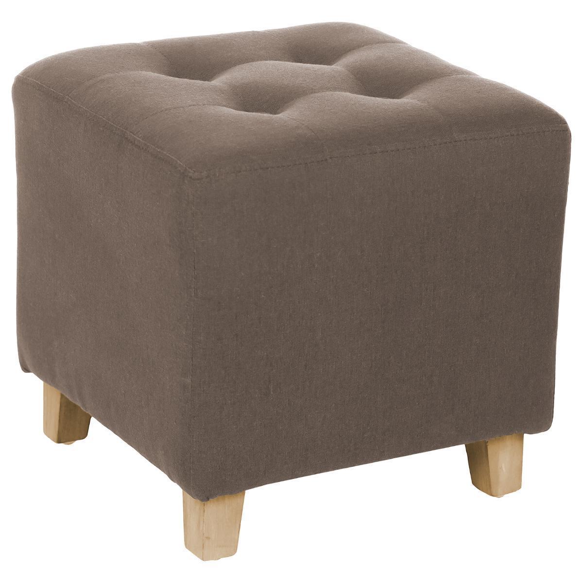 Pouf effet lin Léandre - Marron taupe