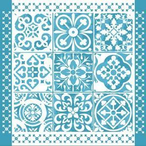 20 serviettes imprimées Tiles - Bleu