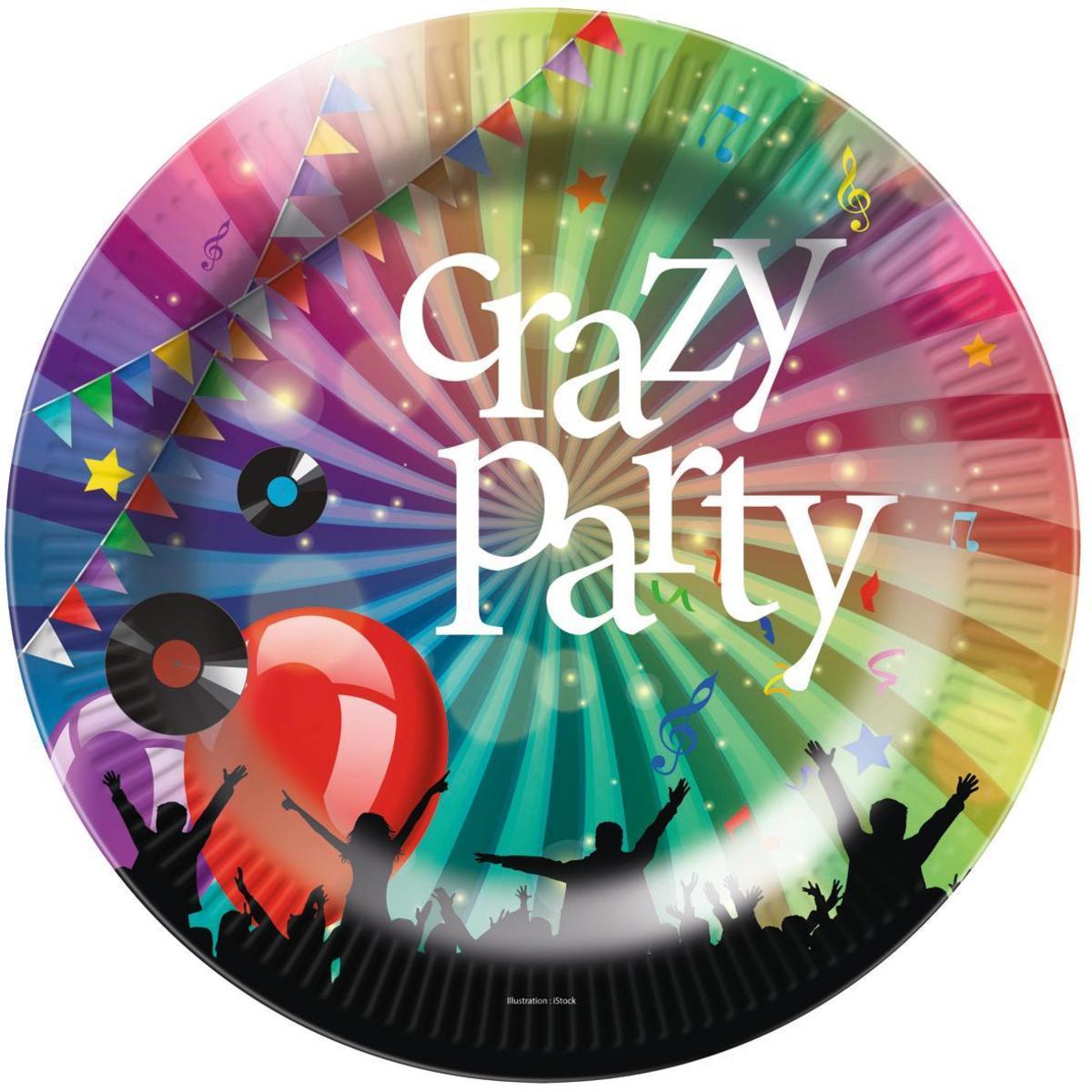 6 assiettes jetables Crazy Party