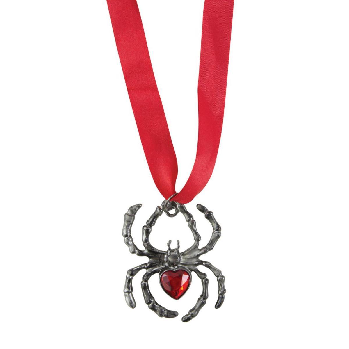 Collier araignée pierre rouge