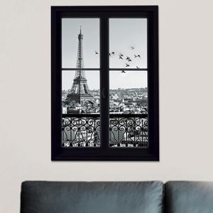 Adhésif déco trompe-l'œil Paris - L 70 x l 50 cm - Noir, gris