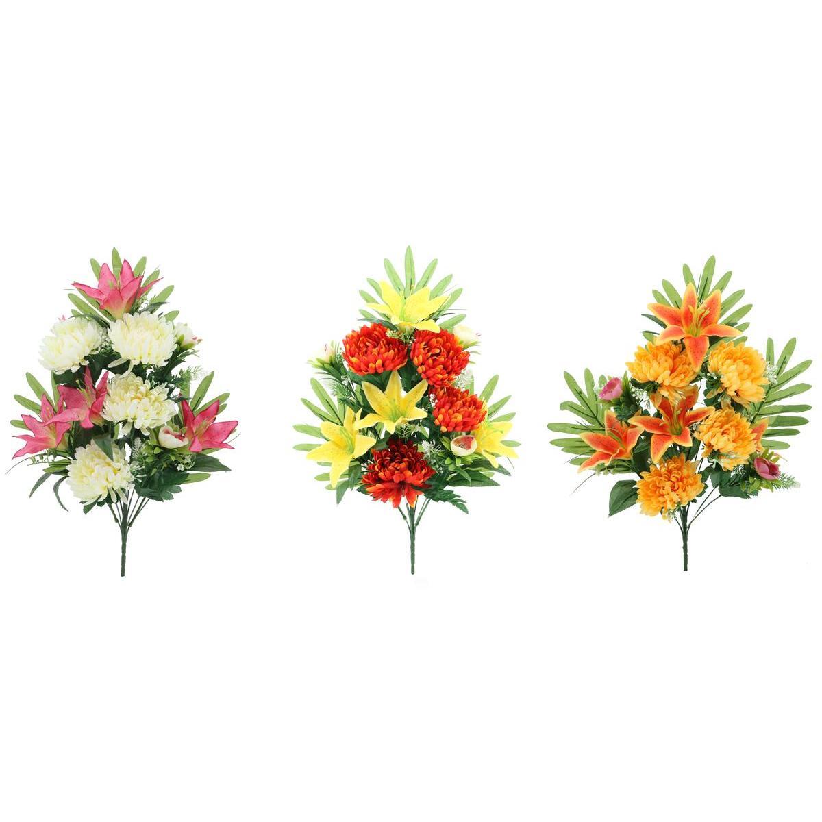 Demi bouquet de chrysanthèmes et de lys