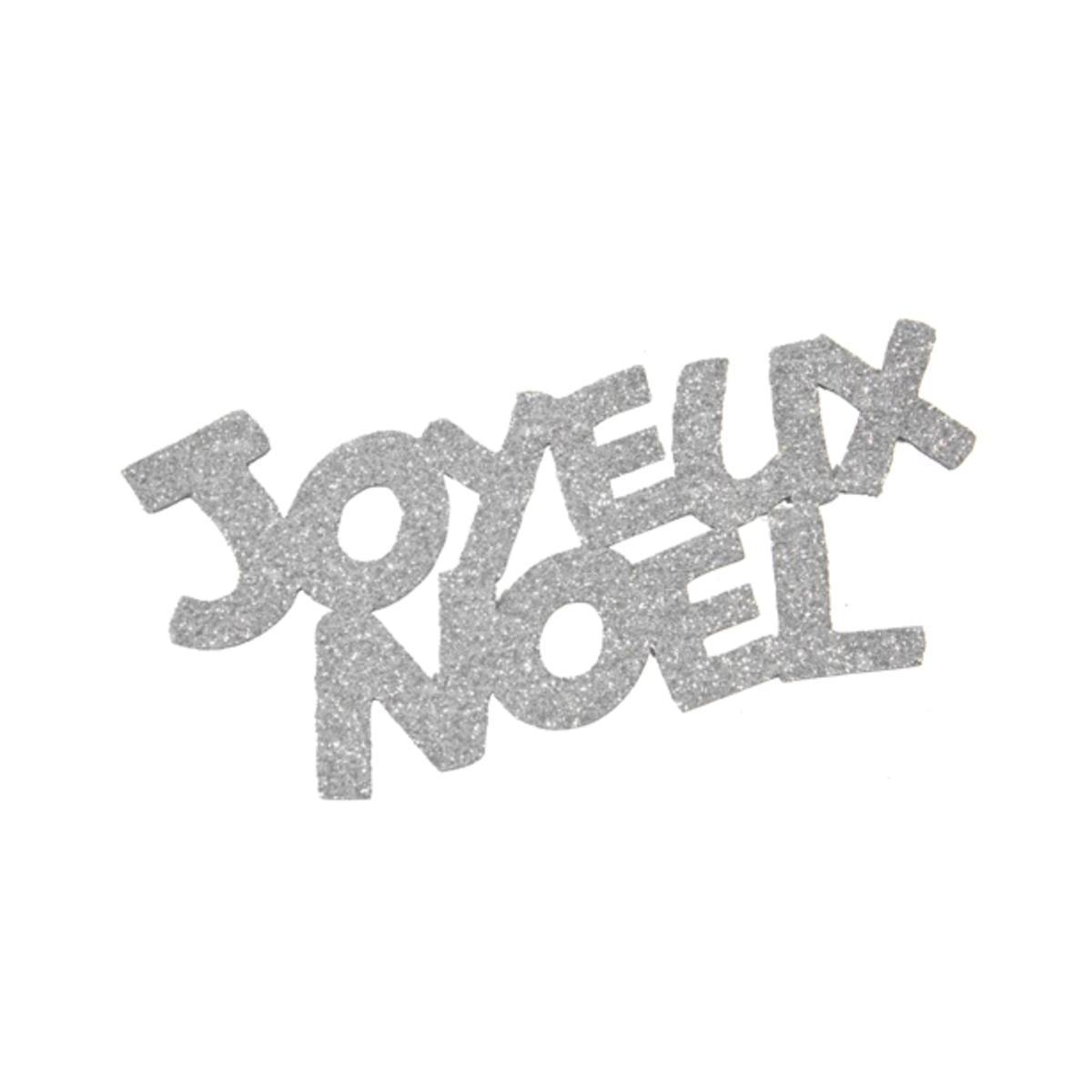 Joyeux Noël autocollant pailleté x 2 - 6.5 x 12.5 cm - Gris