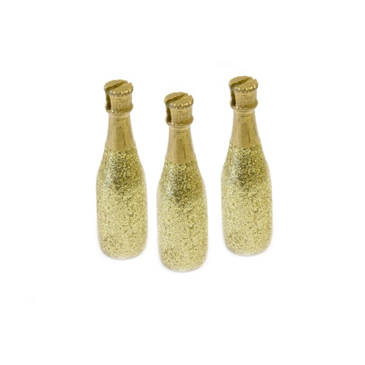 bouteille de champagne porte nom x3 or