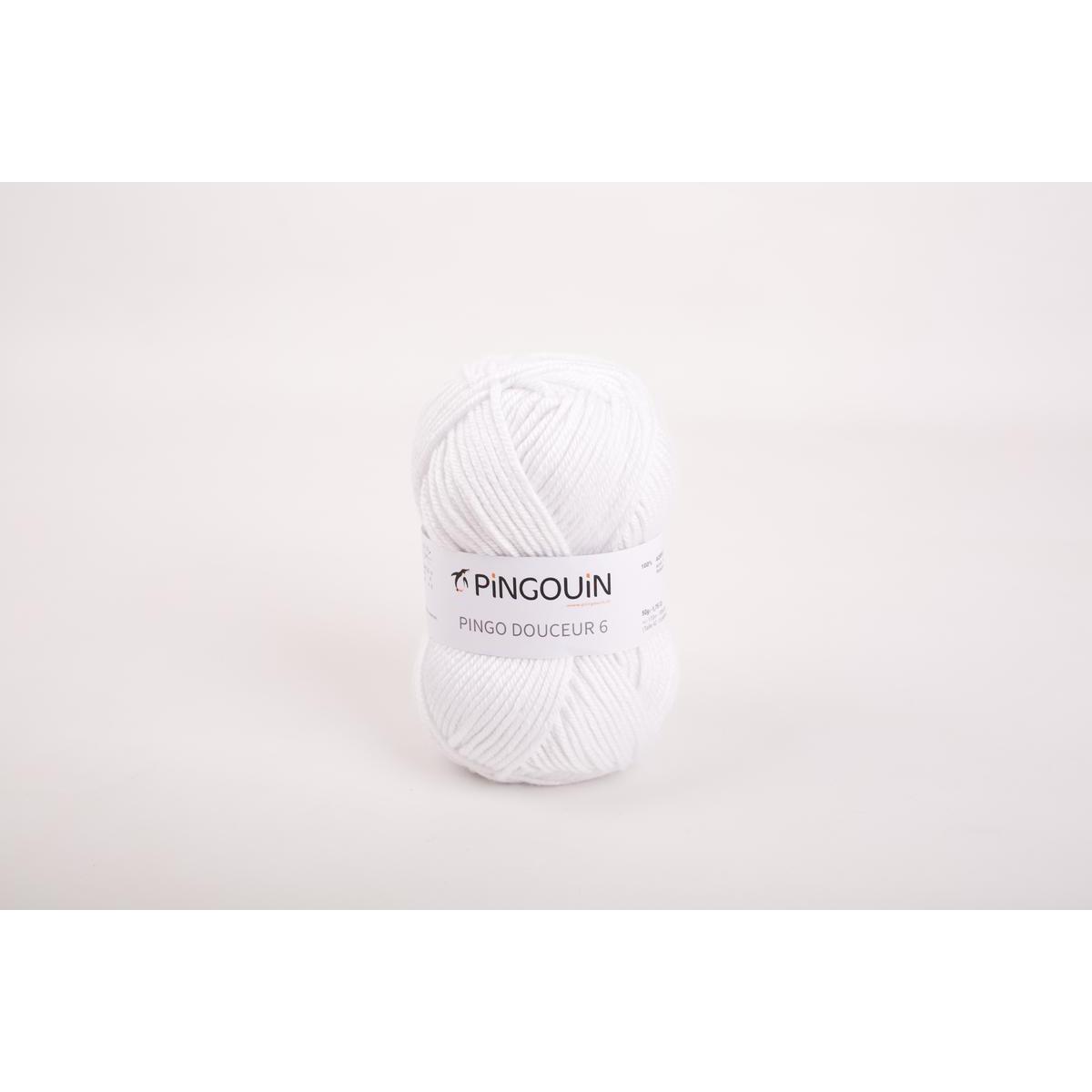 Pelote acrylique Pingo Douceur 6 - 50 m - Blanc - PINGOUIN