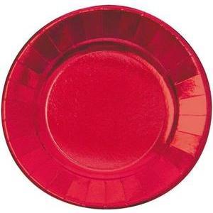 Assiettes carton rondes 23 cm x 10 pièces rouge métallisé
