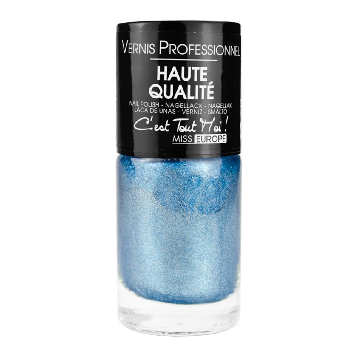 Vernis à ongles teinte métallisée n°24 - ø 2.8 x H 6.75 cm - Bleu métallisé - MISS EUROPE