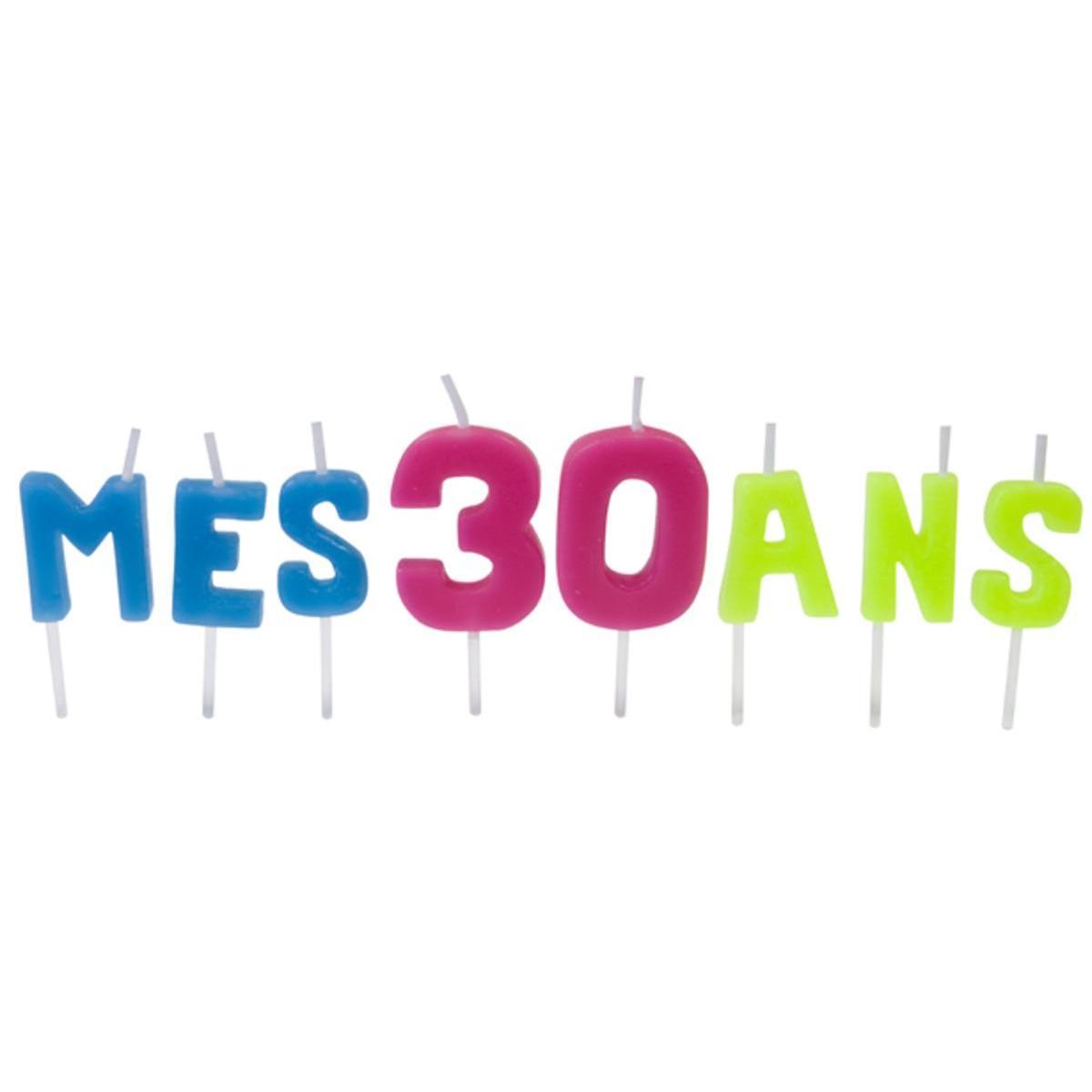 bougies lettres  mes 30 ans sur pique