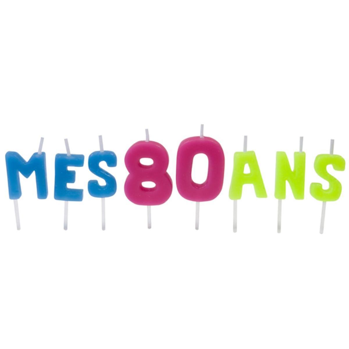 bougies lettres  mes 80 ans sur pique