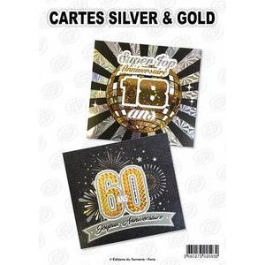 Carte double - Anniversaire, mariage, naissance retraite - Silver & Gold