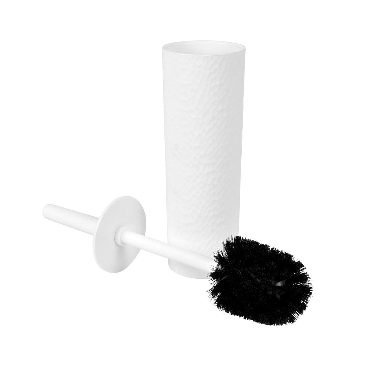 Brosse WC martelé uni - ø 9.5 x H 38.5 cm - Blanc