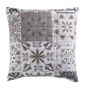 Housse de Coussin + encart imprimé Persane - L 40 x l 40 cm - Gris