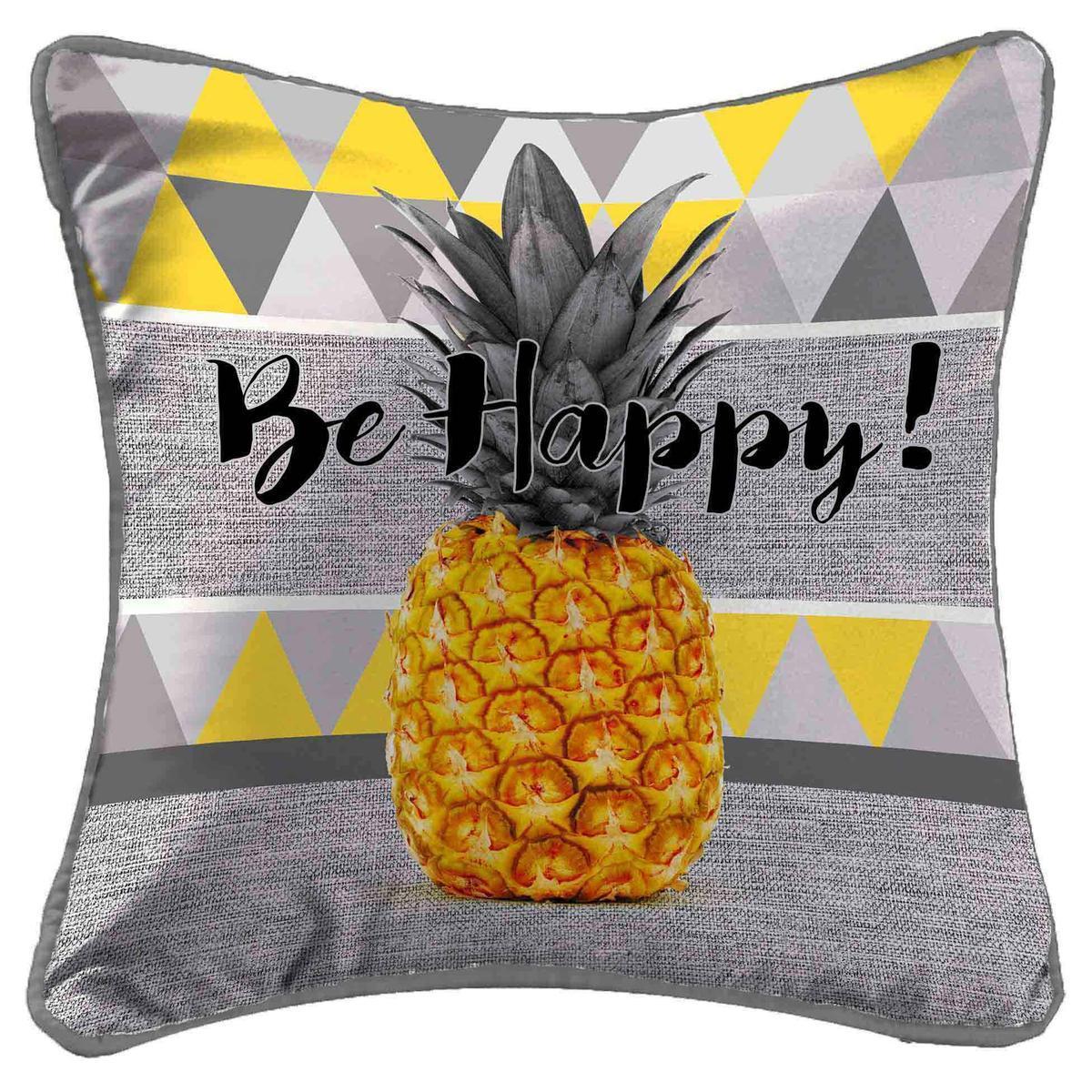 Housse de Coussin + encart imprimé Ananas - L 40 x l 40 cm - Multicolore