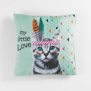 Housse de coussin imprimée Chat Amérindien - 40 x 40 cm - Multicolore