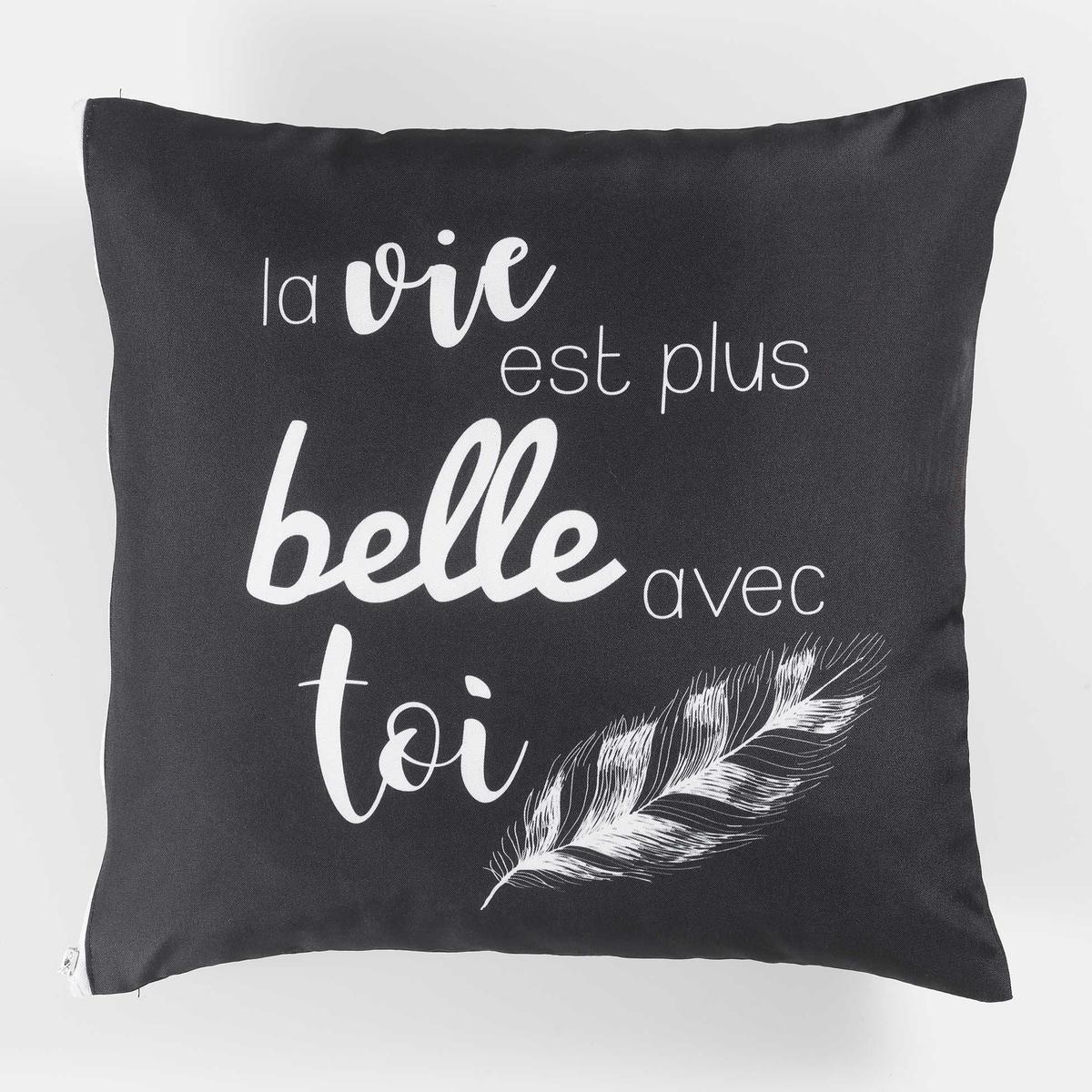 Housse de Coussin + encart imprimé Plus Belle - L 40 x l 40 cm - Multicolore