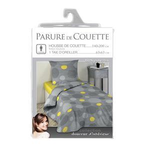 Parure de lit 2 pièces imprimée Atolls - L 200 x l 140 cm - Jaune