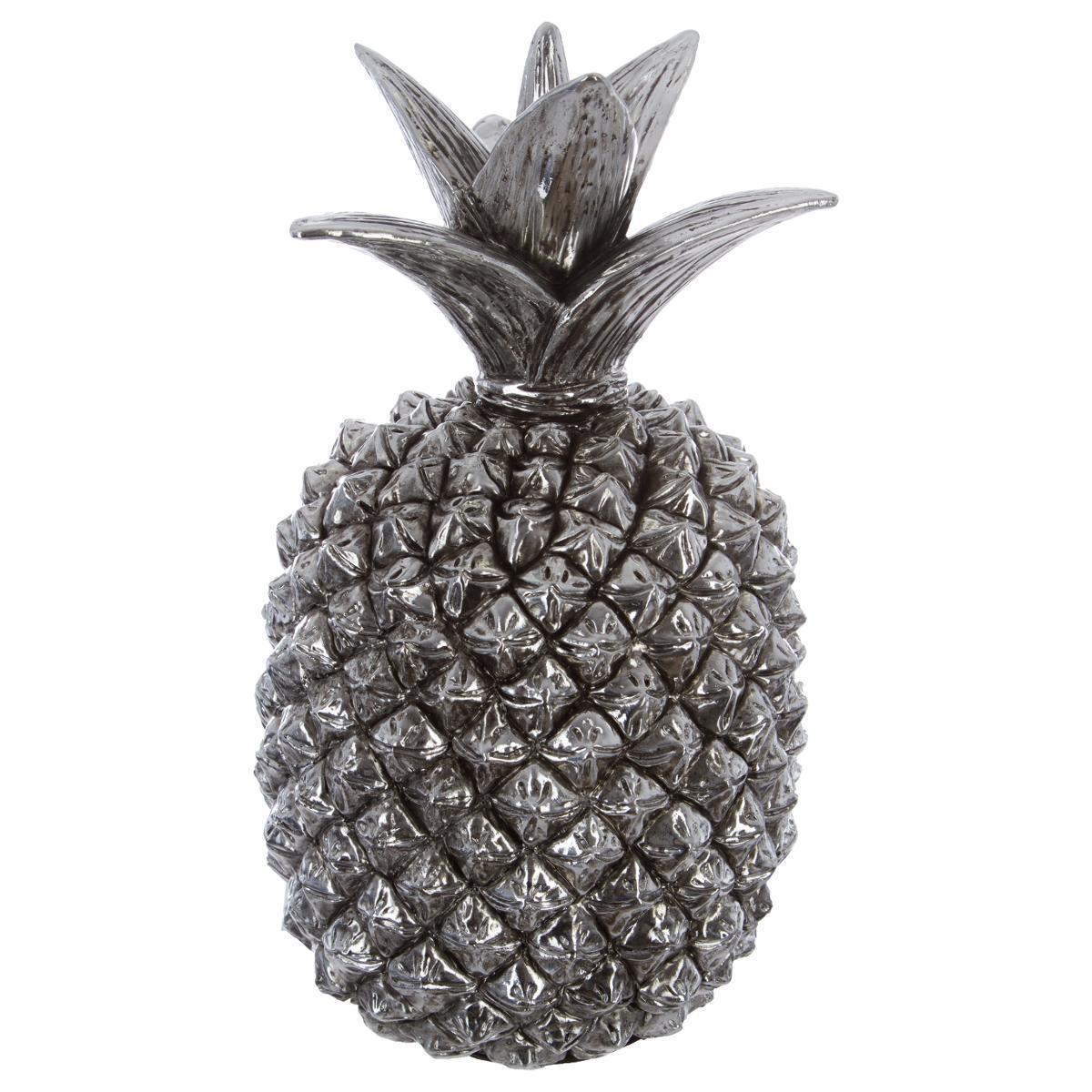 Ananas déco en résine - H 38 cm - Argent