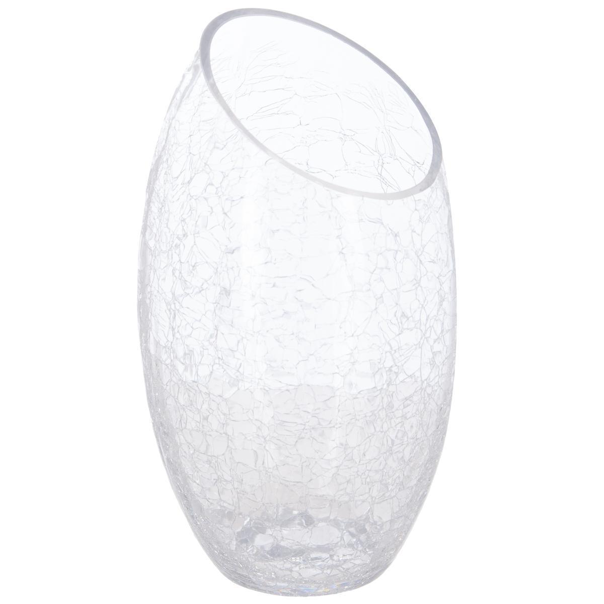 Vase bombe craquelé - H 23 cm - Transparent