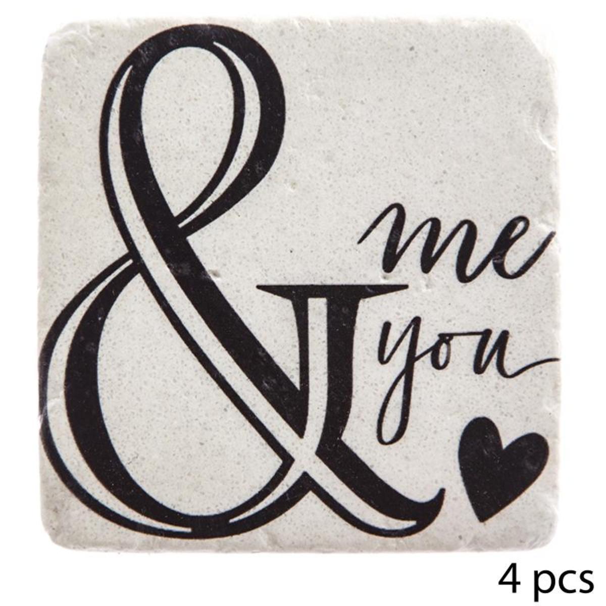 Sous verre resine x 4 10,2 cm you and me