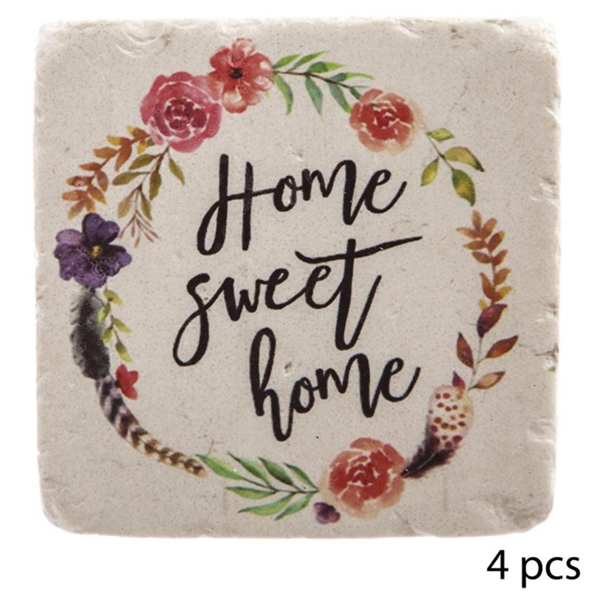 Sous verre resine x 4 10,2 cm home sweet home