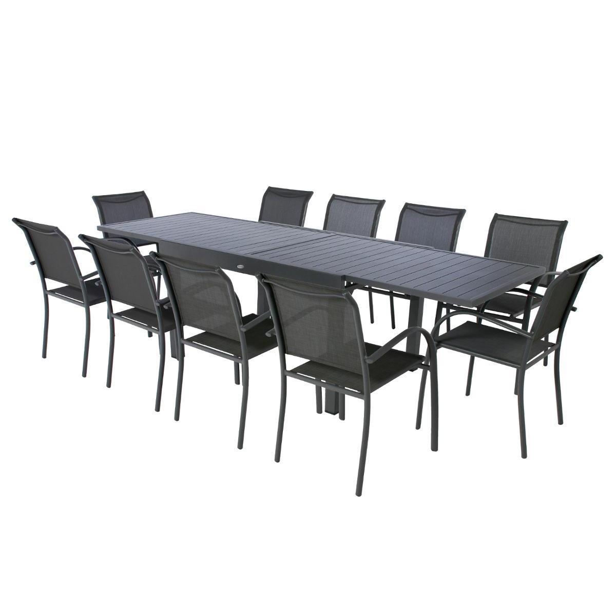 Table extensible Piazza - 135/270 x 90 x H 75 cm - Gris graphite - HESPERIDE